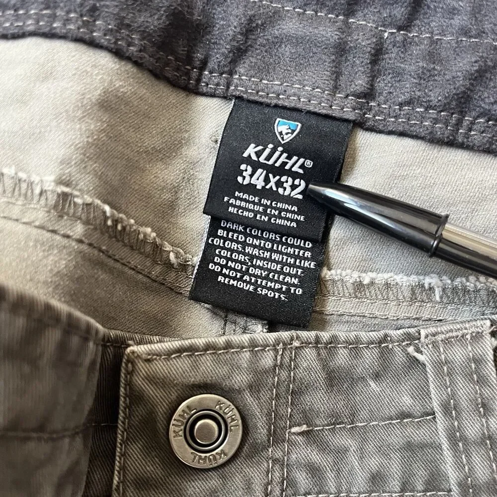 Kuhl RYDR Pants Mens 34 X 32 Vintage Patina Dye Ryder Gray Hiking Outdoors Work
